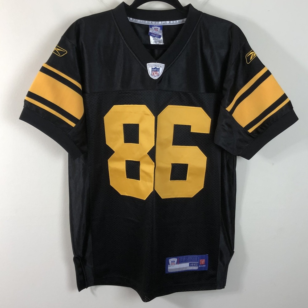 Reebok Pittsburgh Steelers Hines Ward #86 NFL Jersey Men's Sz 46 Black Gold AFC